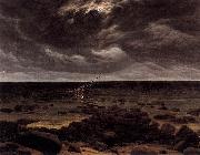 Caspar David Friedrich Seashore with Shipwreck by Moonlight oil painting reproduction